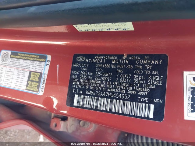 Hyundai TUCSON SE 2017 KM8J23A47HU454652 Image 9