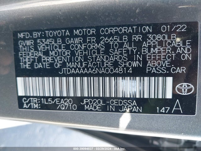 Toyota Mirai Xle 2022 JTDAAAAA6NA004814 Image 9