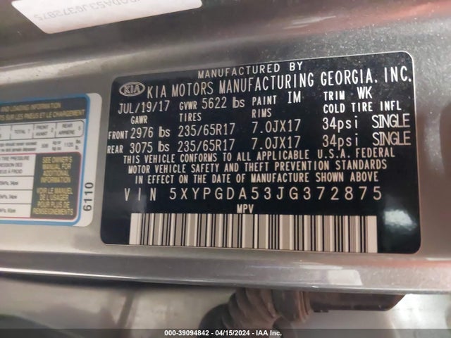 KIA Sorento 3.3l Lx 2018 5XYPGDA53JG372875 Image 9