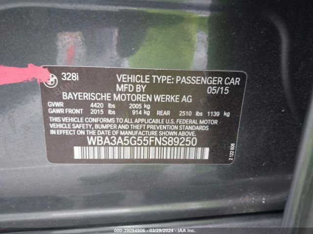 WBA3A5G55FNS89250 BMW 328I