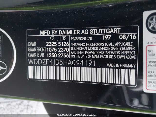 Mercedes-Benz E 300 2017 WDDZF4JB5HA094191 Image 9