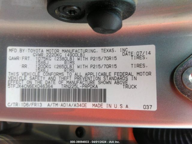 5TFJX4CN6EX046364 Toyota Tacoma
