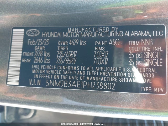 Hyundai TUCSON SEL 2023 5NMJB3AE1PH238802 Image 9