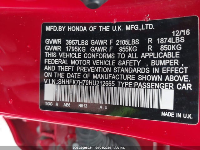 Honda Civic Ex-l 2017 SHHFK7H70HU212665 Image 9