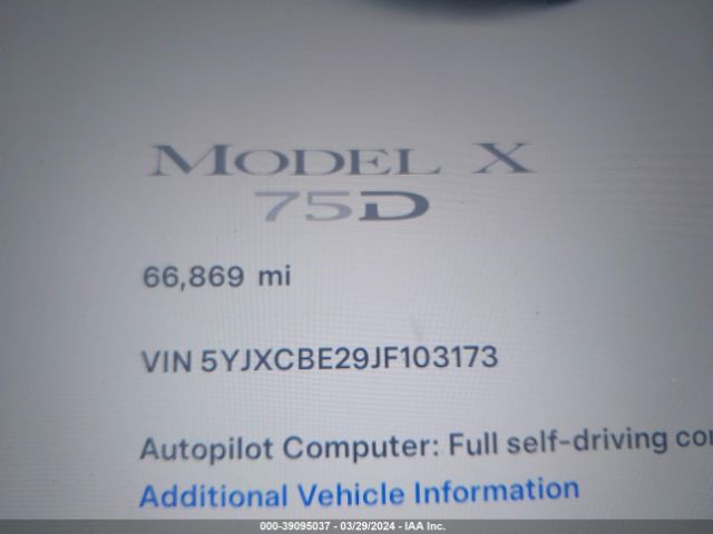 5YJXCBE29JF103173 Tesla Model X 100d/75d/p100d