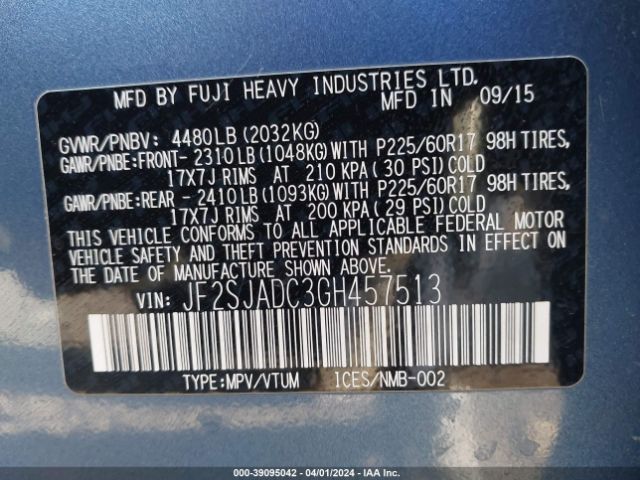 JF2SJADC3GH457513 Subaru Forester 2.5i Premium