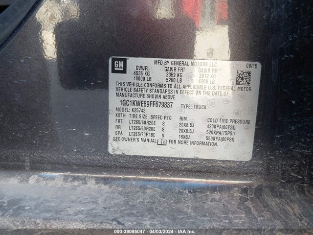 Chevrolet Silverado 2500hd Ltz 2015 1GC1KWE89FF679837 Image 9