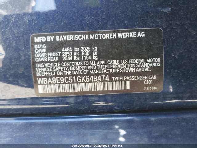 BMW 328I 2016 WBA8E9C51GK648474 Image 9