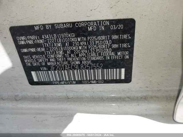 Subaru Crosstrek Premium 2020 JF2GTAEC9L8257552 Image 9