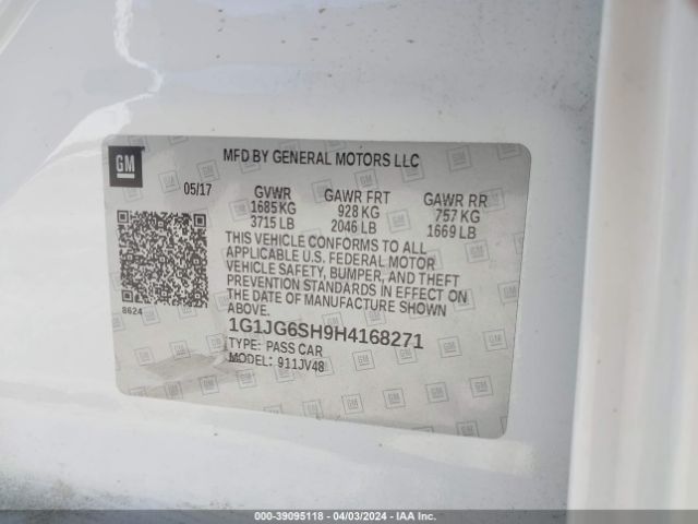 1G1JG6SH9H4168271 Chevrolet Sonic Lt Auto