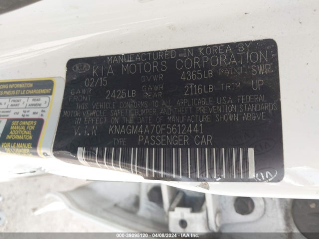 KIA Optima Lx 2015 KNAGM4A70F5612441 Image 9