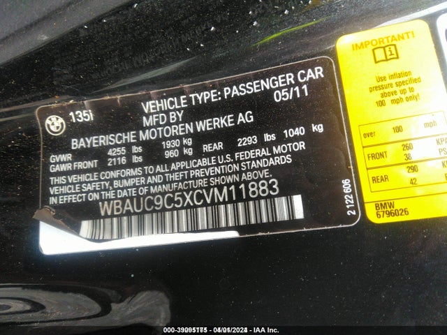 2012 BMW 135I WBAUC9C5XCVM11883 Photo 8