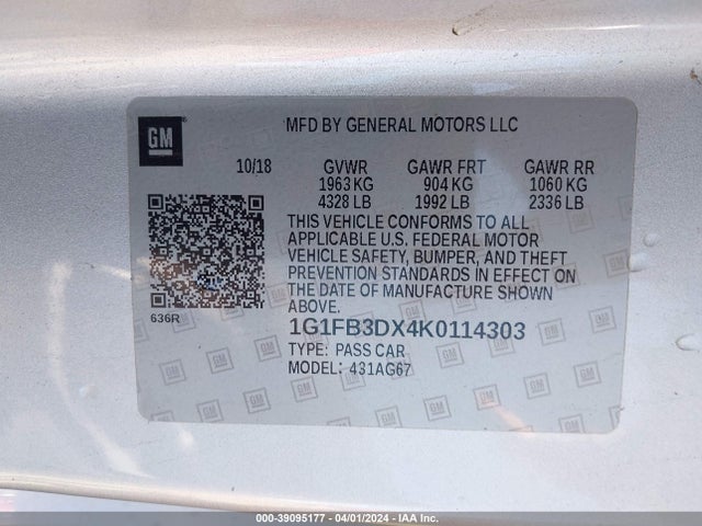 Chevrolet Camaro 1lt 2019 1G1FB3DX4K0114303 Image 9