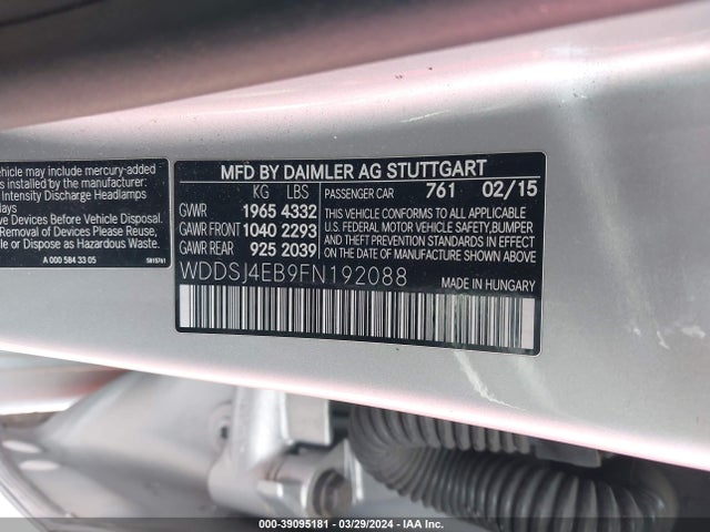 Mercedes-Benz CLA 250 2015 WDDSJ4EB9FN192088 Image 9
