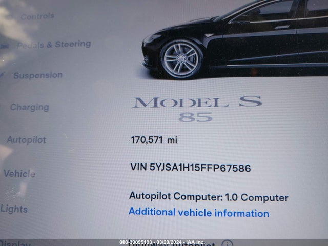 Tesla Model S 60/70/85 2015 5YJSA1H15FFP67586 Image 15