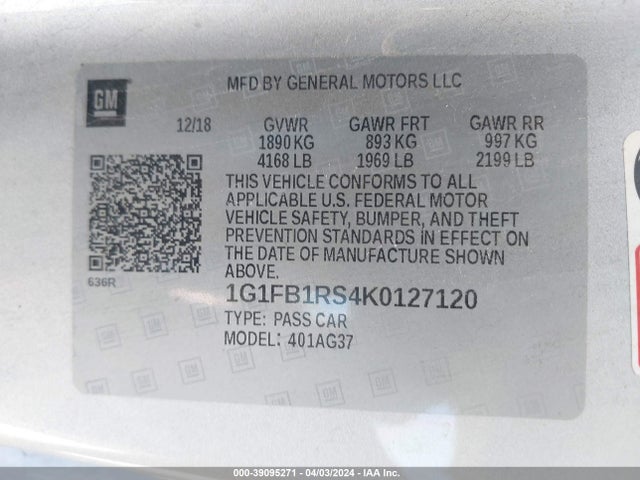 Chevrolet Camaro 1lt 2019 1G1FB1RS4K0127120 Image 9
