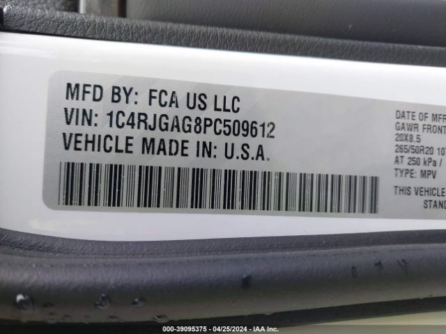 1C4RJGAG8PC509612 Jeep Grand Cherokee Altitude 4x2