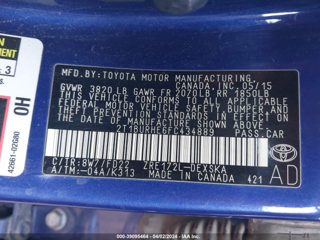 Toyota Corolla S Plus 2015 2T1BURHE6FC434889 Image 9