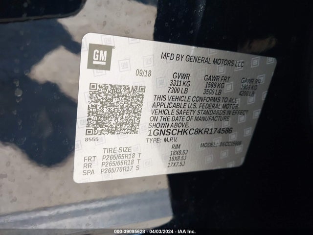 Chevrolet Suburban Lt 2019 1GNSCHKC8KR174586 Image 9