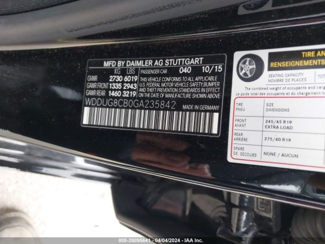 WDDUG8CB0GA235842 Mercedes-Benz S 550