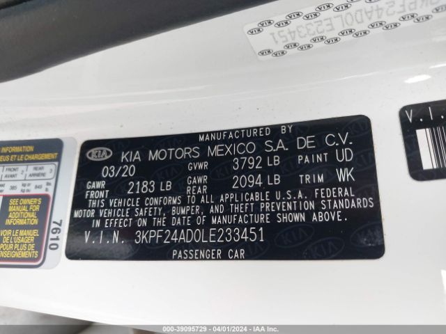 3KPF24AD0LE233451 KIA Forte Lxs