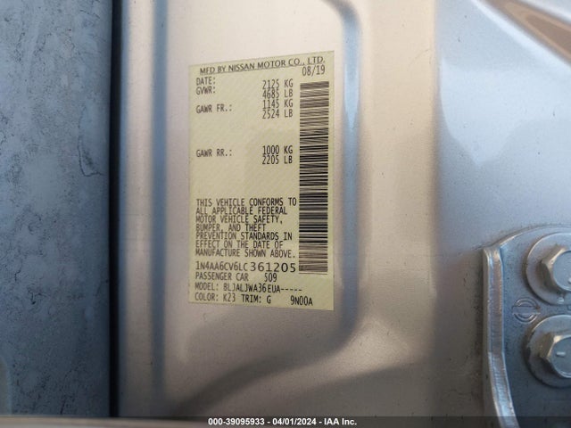 Nissan Maxima Sv Xtronic Cvt 2020 1N4AA6CV6LC361205 Image 9