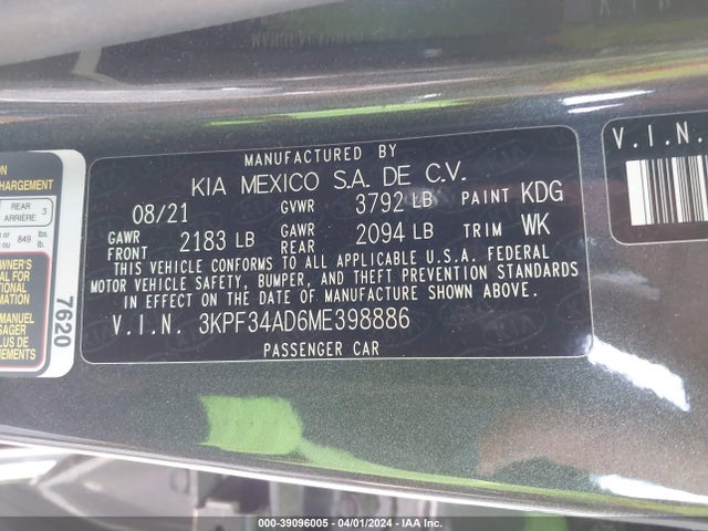 KIA Forte Gt-line 2021 3KPF34AD6ME398886 Image 9