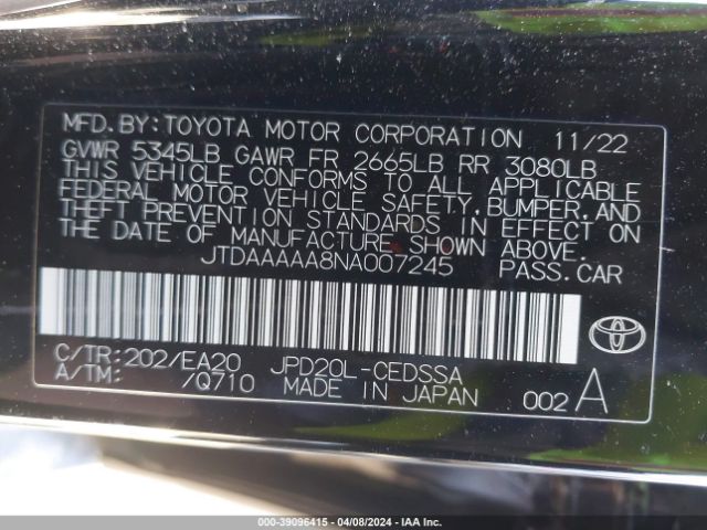 2022 TOYOTA MIRAI JTDAAAAA8NA007245 Photo 8
