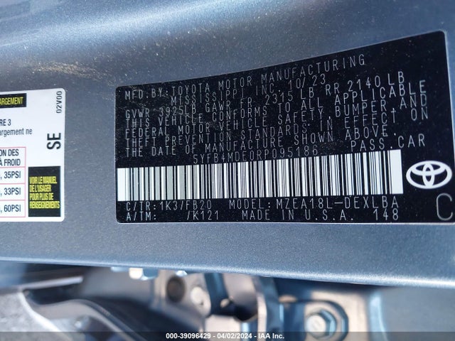 Toyota COROLLA LE 2024 5YFB4MDE0RP095186 Image 9