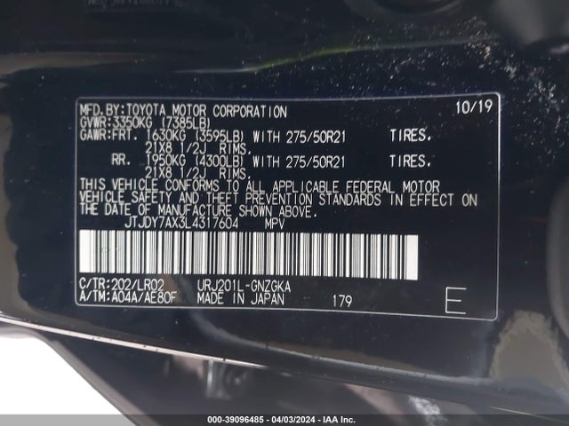 Lexus Lx 570 Three-row 2020 JTJDY7AX3L4317604 Image 9