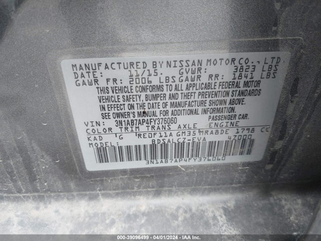 Nissan SENTRA S 2015 3N1AB7AP4FY376060 Image 9