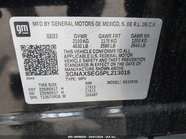Chevrolet Equinox Awd Ls 2023 3GNAXSEG5PL213015 Image 9