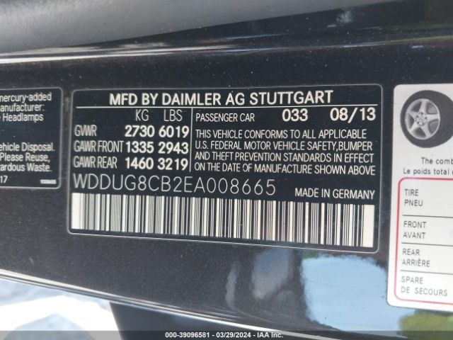 WDDUG8CB2EA008665 Mercedes-Benz S 550