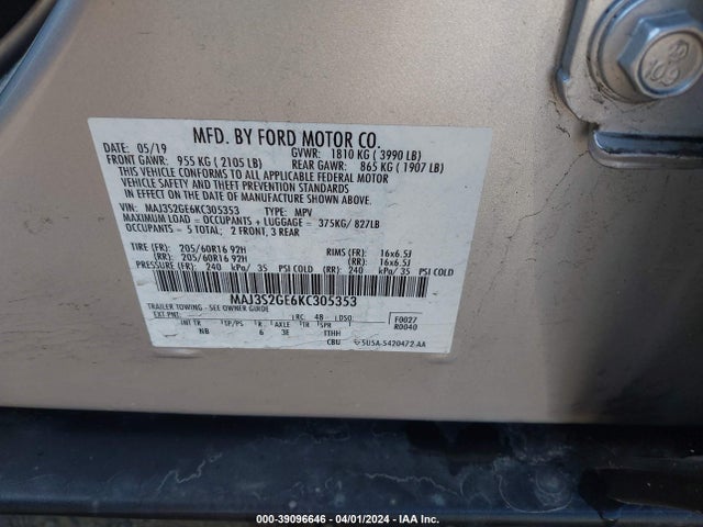 Ford Ecosport Se 2019 MAJ3S2GE6KC305353 Image 9