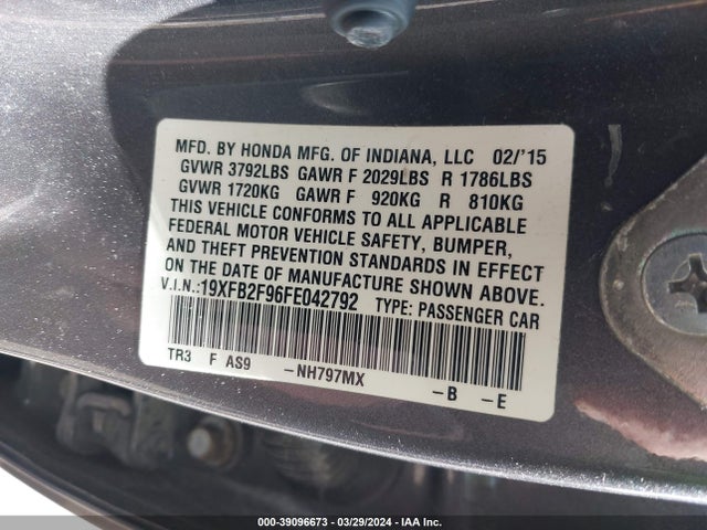 Honda Civic Ex-l 2015 19XFB2F96FE042792 Image 9