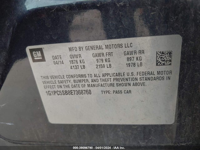 Chevrolet Cruze 1lt Auto 2014 1G1PC5SB8E7368760 Image 9