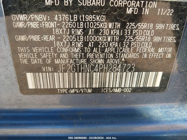 Subaru Crosstrek Limited 2023 JF2GTHNC4PH284723 Image 9
