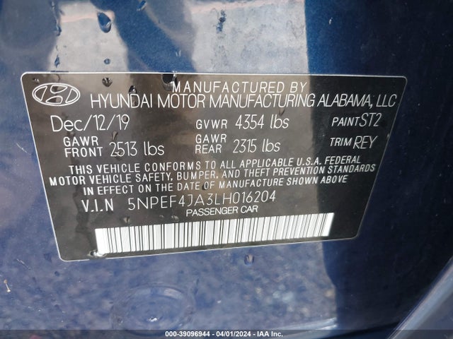 Hyundai SONATA SEL 2020 5NPEF4JA3LH016204 Image 9