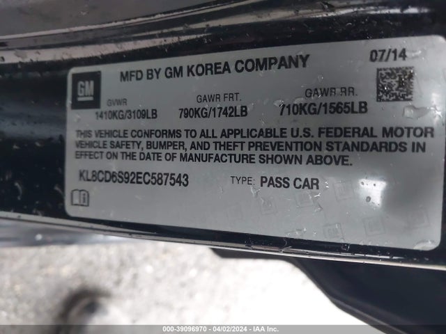 Chevrolet Spark 1lt Auto 2014 KL8CD6S92EC587543 Image 9