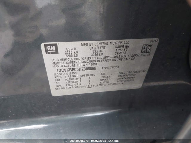 Chevrolet Silverado 1500 2lt 2017 1GCVKREC5HZ308098 Image 9