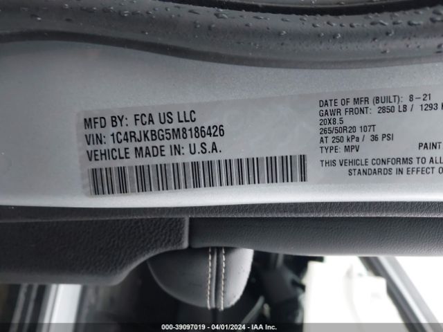 2021 JEEP GRAND CHEROKEE L 1C4RJKBG5M8186426 Photo 8