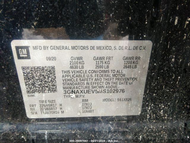 3GNAXUEV5MS102976 Chevrolet Equinox Awd Lt