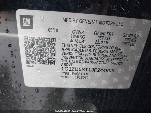 Chevrolet MALIBU LT 2018 1G1ZD5ST1JF244909 Image 9