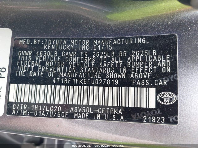 Toyota CAMRY XSE 2015 4T1BF1FK6FU027819 Image 9