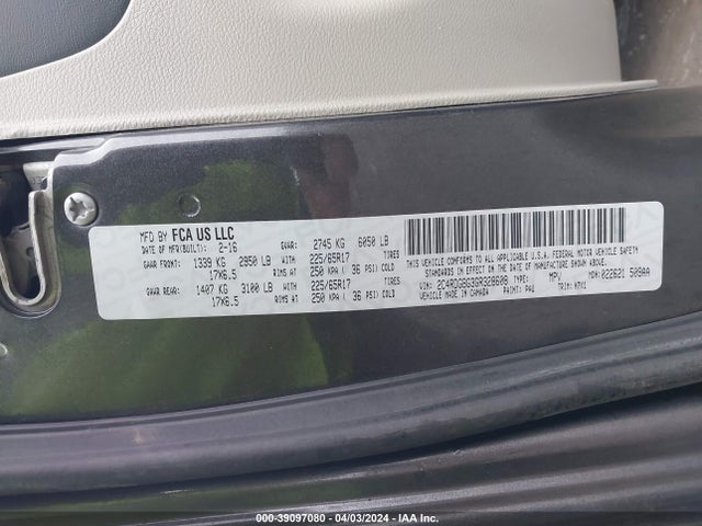 Dodge Grand Caravan Se 2016 2C4RDGBG3GR328608 Image 9
