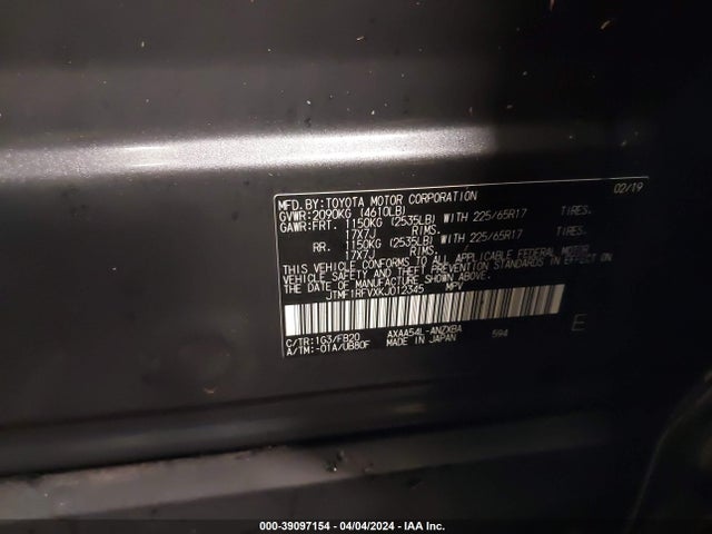 Toyota RAV4 LE 2019 JTMF1RFVXKJ012345 Image 9