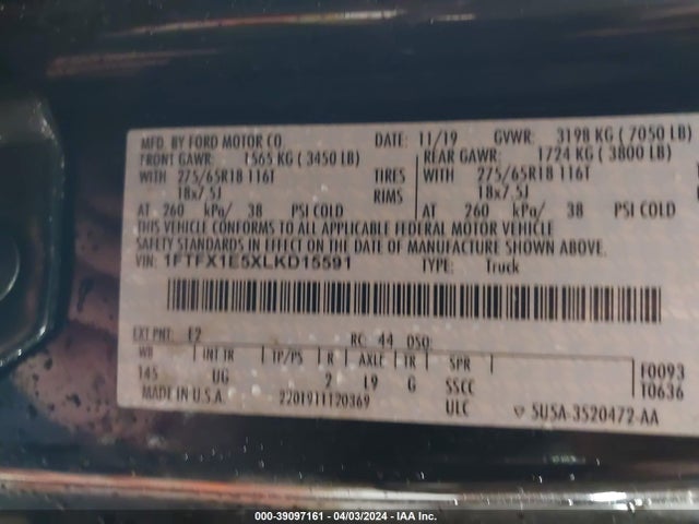 Ford F-150 Xlt 2020 1FTFX1E5XLKD15591 Image 9