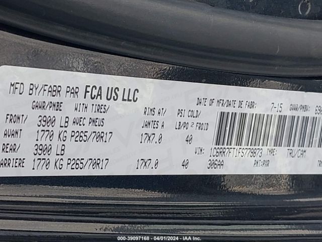 1C6RR7FT1FS779873 RAM 1500 St
