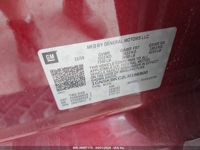 1GNSKBKC2LR186900 Chevrolet Tahoe 4wd Lt