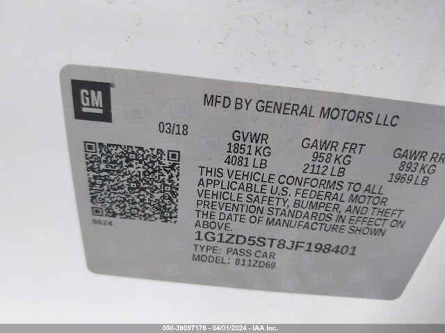 Chevrolet MALIBU LT 2018 1G1ZD5ST8JF198401 Image 9